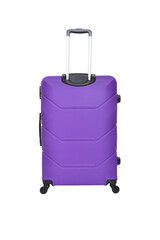 Purple travel suitcase on a white background