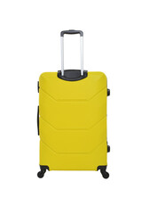 Yellow travel suitcase on a white background