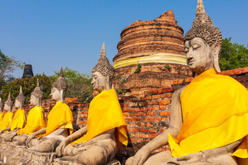 Thailand, Ayutthaya. Wat Phra Si Sanphet. Buddha statues. - obrazy, fototapety, plakaty