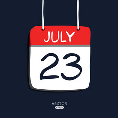 Obraz na płótnie Canvas Creative calendar page with single day (23 July), Vector illustration.