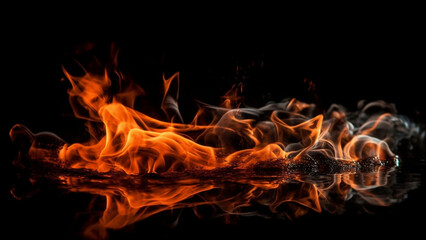 Fototapeta na wymiar Fire flames on black background. Generative AI