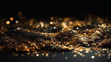 Fototapeta na wymiar Gold nugget grains background. Many gold. Generative AI
