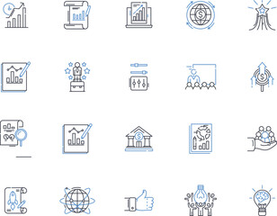 Effectualness line icons collection. Efficiency, Productivity, Effectiveness, Results, Impact, Strength, Power vector and linear illustration. Potency,Success,Efficacy outline signs set
