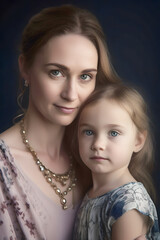 Portrait of mother and daughter, Generative AI