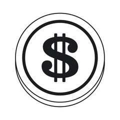 Isolated silhouette of a casino roulette coin icon Vector