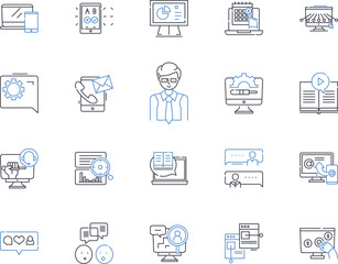 Oversight line icons collection. Supervision, Management, Control, Surveillance, Direction, Inspection, Regulation vector and linear illustration. Monitoring,Review,Auditing outline signs set