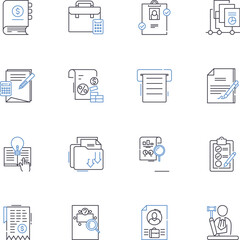 Legal team line icons collection. Lawyers, Advocates, Attorneys, Counselors, Barristers, Lawmakers, Jurists vector and linear illustration. Solicitors,Paralegals,Litigators outline signs set