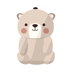 Cute bear toy sitting on white background