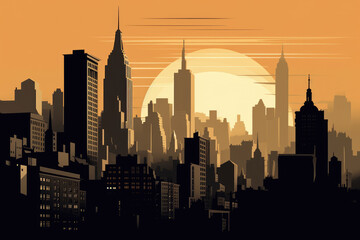 Simple art deco New york skyline 