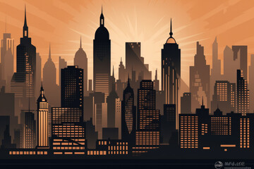 Simple art deco New york skyline 