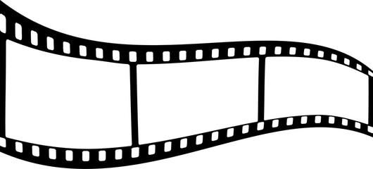 twisted blank 35 mm filmstrip with three frame cells with transparent background (PNG image) for banners, mockups, designs etc.