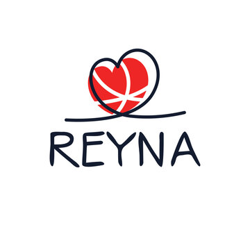 (Reyna) Calligraphy name, Vector illustration.