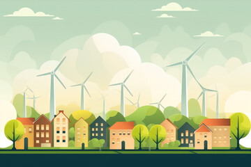 Fototapeta premium Green energy urban landscape ecology. 