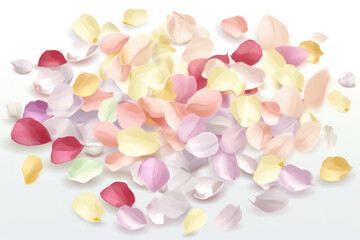 Colorful petals on white background.