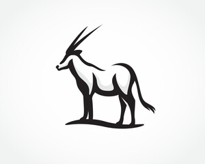 stand oryx at savana logo design template illustration inspiration