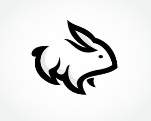 rabbit bunny run carefully art logo design template illustration inspiration