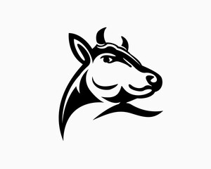 Side style head cow bull art logo template illustration inspiration
