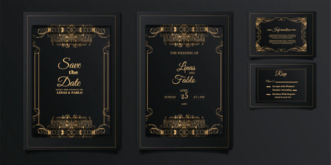 Fototapeta na wymiar invitation wedding luxury card set