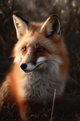 Fototapeta premium Red fox on the prairie Generative Ai