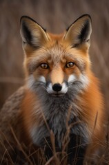 Fototapeta premium Red fox on the prairie Generative Ai