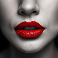 close up lips of red lips - by generative ai