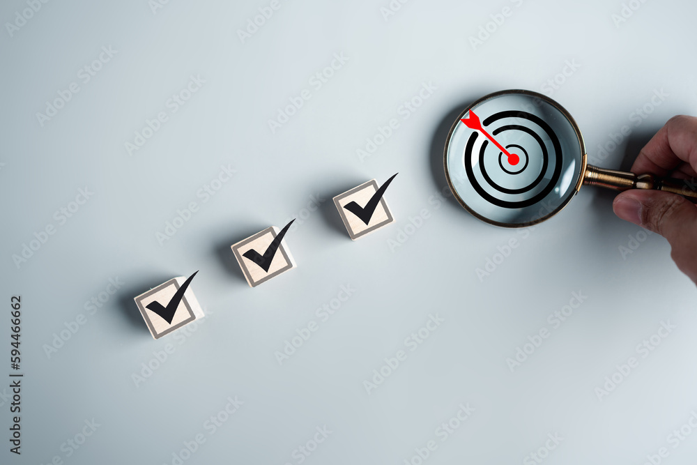 Fototapete checklist quality management with quality assurance or qa and quality control or qc and improvement.