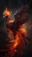 Phoenix with flames and fire surrounding it Generative Ai