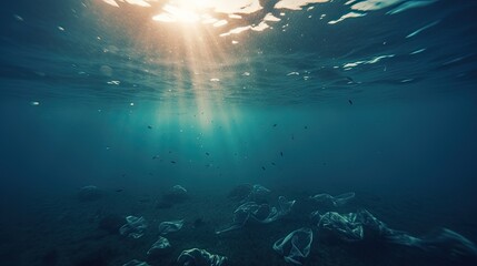 Fototapeta na wymiar Sea pollution Generative AI
