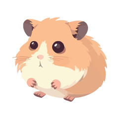 Cute yellow hamster with fluffy fur sitting