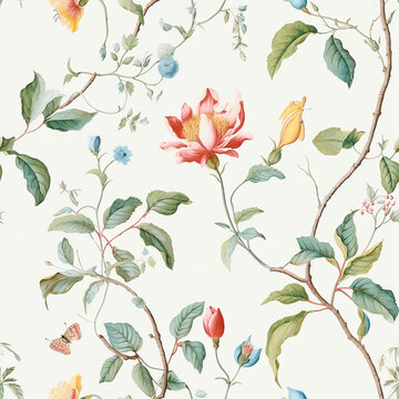 Textura Floral Delicada Sem Emendas Seamless - Padrão Botânico Artístico