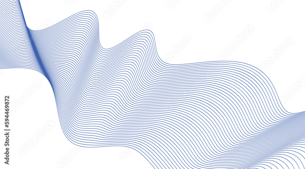 Poster abstract blue wave background. blue minimal round lines abstract background. thin line wavy abstract