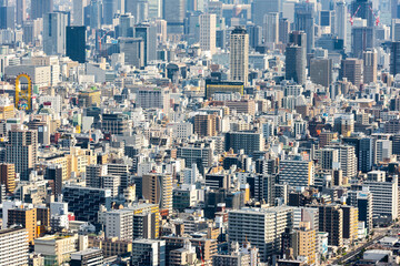 大阪中心部の高層ビル群