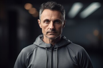 Obraz premium Portrait of mature man in sportswear looking at camera in gym