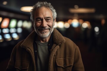 Portrait of a senior man looking at camera in a coffee shop