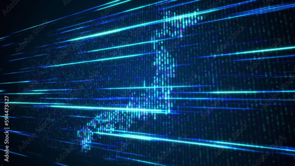 Poster abstract futuristic blue shinny binary digital number mosaic grid map of japan perspective motion vi