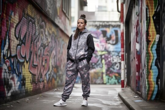 Portrait of a beautiful young woman in sportswear posing in an urban context