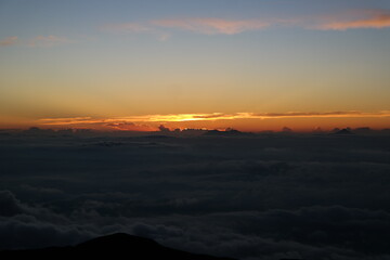sunset over the clouds