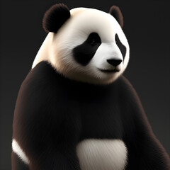 Retrato de panda com fundo preto
