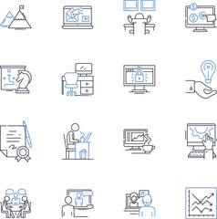 Legal office line icons collection. Advocacy, Litigation, Legal, Client, Attorney, Justice, Court vector and linear illustration. Law,Case,Expertise outline signs set