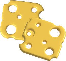 3d rendering Piece of cheese, cheese icon, cheese realistic food