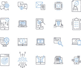 Decision Trees line icons collection. Nodes, Classification, Entropy, Splitting, Regression, Pruning, Decision-making vector and linear illustration. Binary,Information gain,Predictive outline signs