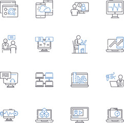 Tie-up line icons collection. Collaboration, Partnership, Agreement, Alliance, Contract, Merger, Integration vector and linear illustration. Combination,Association,Collaboration outline signs set