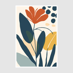Creative card with abstract floral design. Vector illustration in flat style.