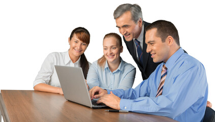 Portrait of Businesspeople Working with Laptop