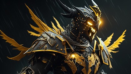 thunder dragon warrior, digital art illustration, Generative AI