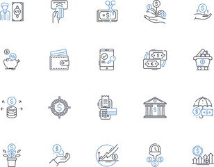 Capital line icons collection. Investment, Finance, Wealth, My, Equity, Asset, Funds vector and linear illustration. Savings,Bond,Income outline signs set