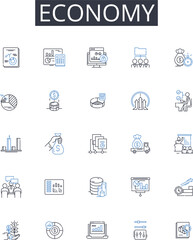 Economy line icons collection. Royalty, Pollination, Hive, Hy, Buzzing, Nectar, Fertility vector and linear illustration. Beekeeper,Wings,Busy outline signs set
