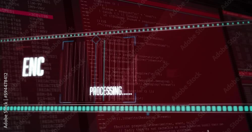 Poster Animation of data processing and text over screen