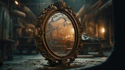 A magical mirror showing the future (ai generate) - obrazy, fototapety, plakaty