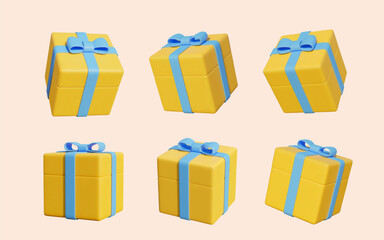 3D yellow gift box element set